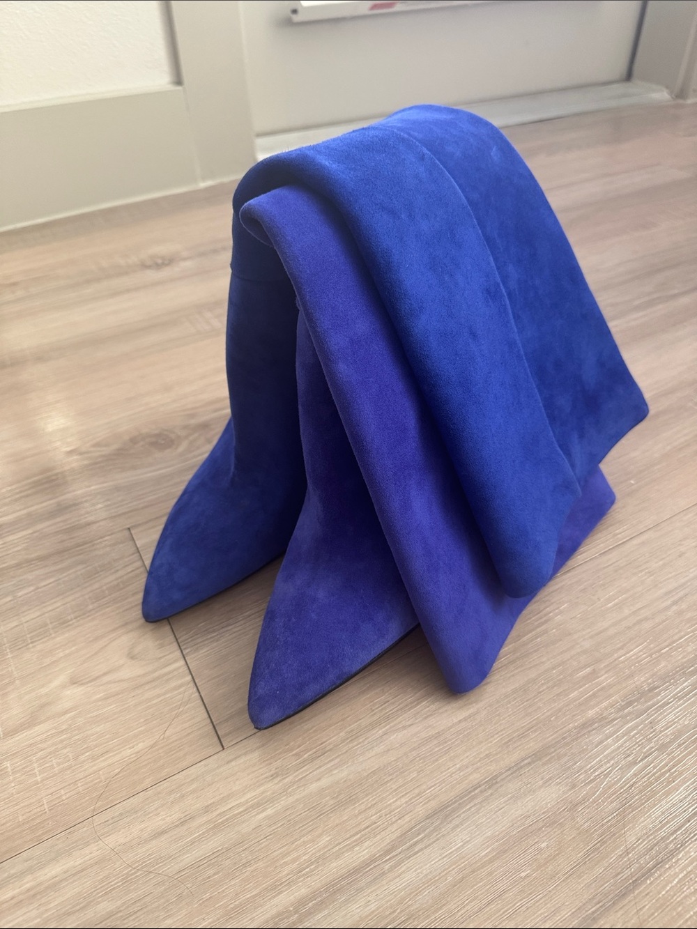 NINE WEST Blue Suede Knee-High Stiletto Boots, 9.5 - Picture 4 of 5